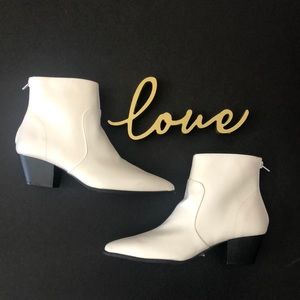 Adorable White Faux Leather Booties